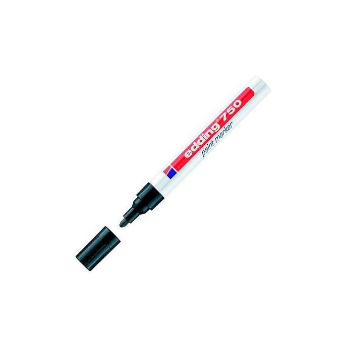 Edding Marcador Permanente 750 Tinta Opaca Brillante Negro 2-4mm, Resistente, Metal/Vidrio/Plástico (10 Unidades) (10 Unidades)
