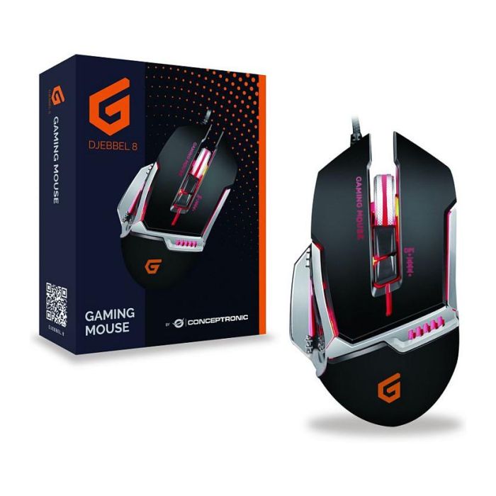 Conceptronic Ratón Gaming DJEBBEL02B Óptico 4000 DPI Programable Ergonómico para Juego 2