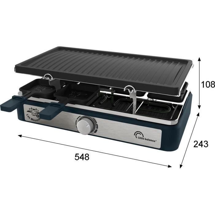 Parrilla raclette rectangular - LITTLE BALANCE - Maxi Grill & Cheese - 1400 W - 8 personas - Diseño Moo / pepper 2 Parrilla raclette rectangular - LITTLE BALANCE - Maxi Grill & Cheese - 1400 W - 8 personas - Diseño Moo / pepper 2