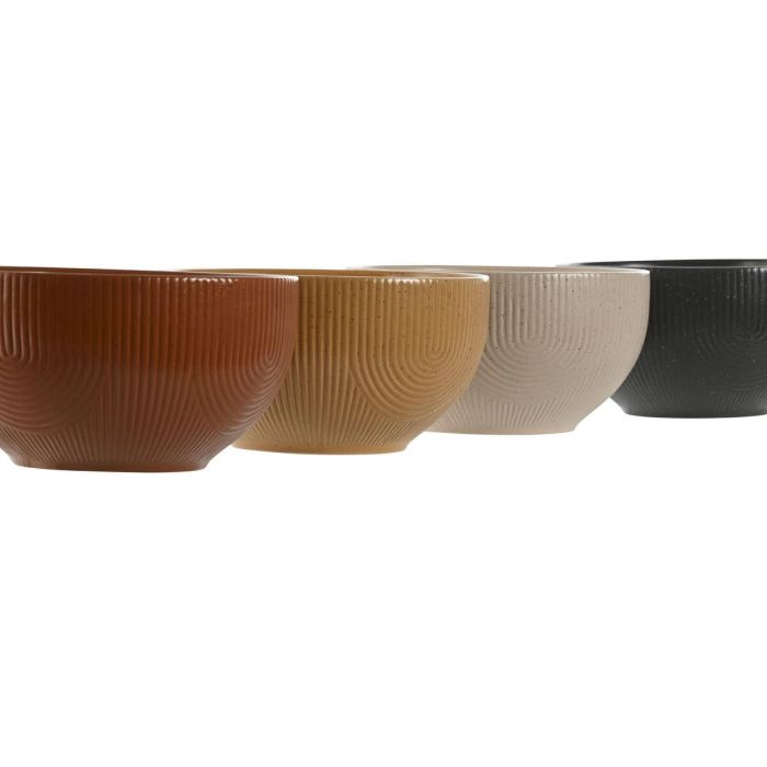 Bol Scandi DKD Home Decor Beige Mostaza 14 x 7.5 x 14 cm (4 Unidades) 2