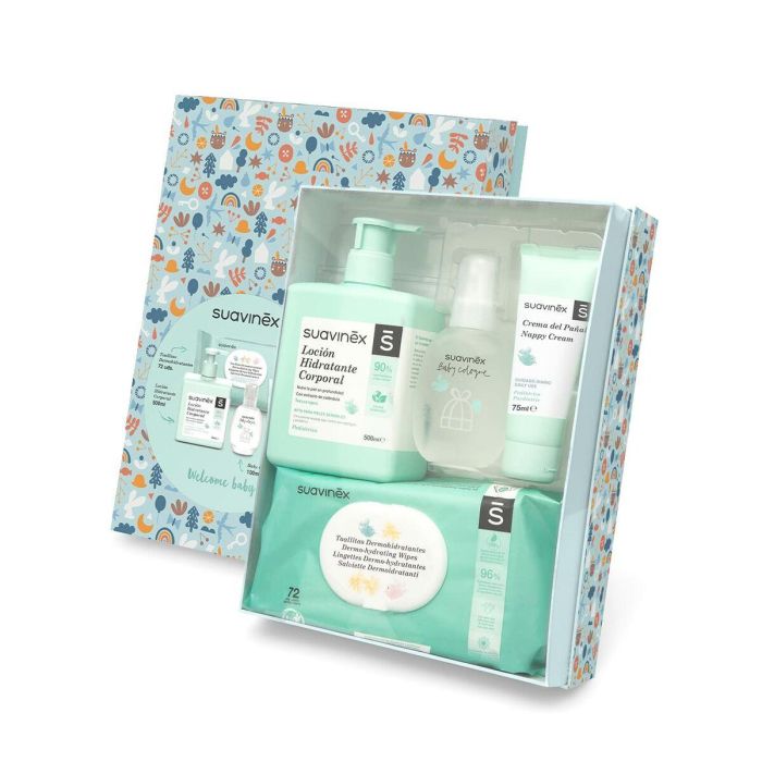 Suavinex Canastilla Cosmética Infantil para Bebé Azul 4 Piezas: Crema Pañal, Loción Corporal, Baby Cologne y Toallitas Suavinex Canastilla Cosmética Infantil para Bebé Azul 4 Piezas: Crema Pañal, Loción Corporal, Baby Cologne y Toallitas