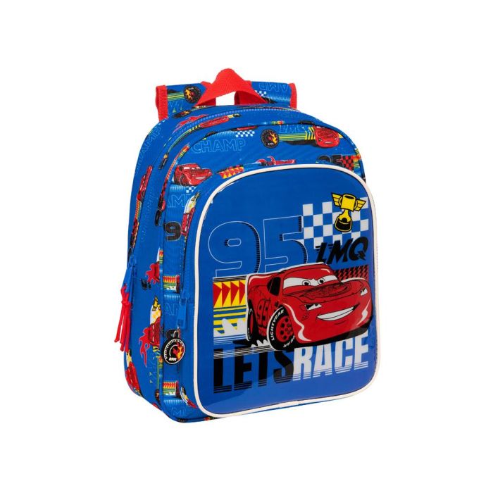 Mochila Escolar Cars Race ready Azul 27 x 33 x 10 cm