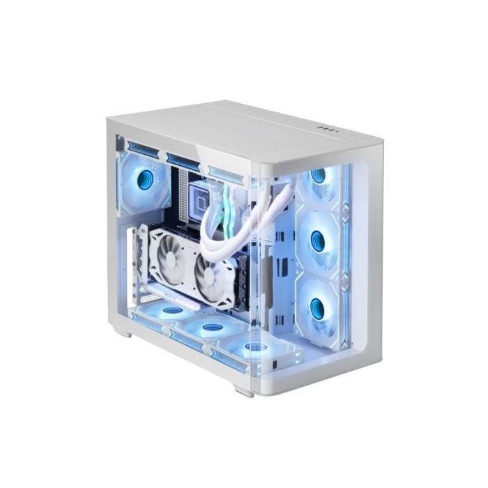 Mars Gaming MC-FUSION Caja Gaming Semitorre Blanca con Cristal Curvado, Doble Cámara, Refrig. Líquida 360mm (MCFUSIONW) 2