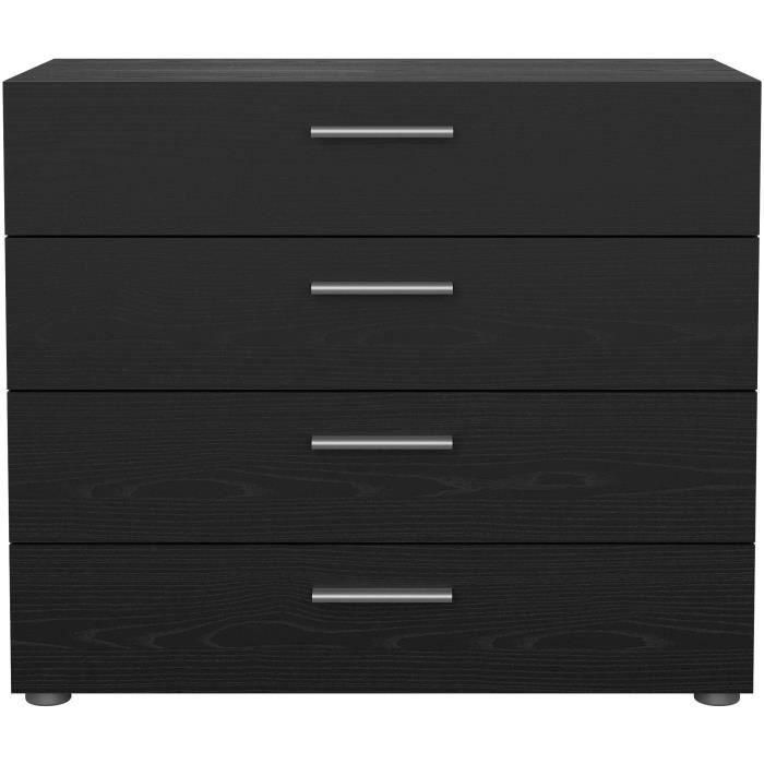 Cómoda - 4 cajones - Negro - L80,2 x P40,25 x H68,1 cm 1 Cómoda - 4 cajones - Negro - L80,2 x P40,25 x H68,1 cm 1