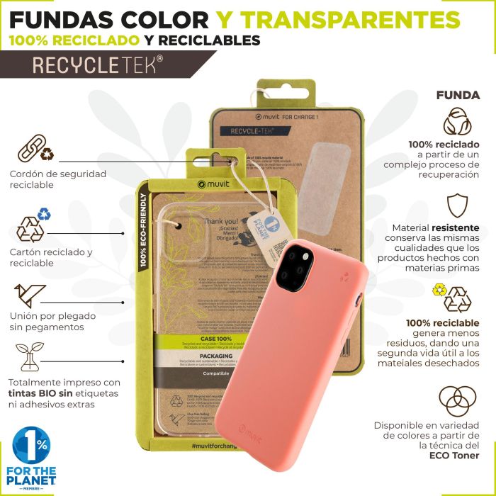 Muvit Funda Recycletek para Samsung Galaxy A14 - Material 100% Reciclado, Variedad de Colores 2 Muvit Funda Recycletek para Samsung Galaxy A14 - Material 100% Reciclado, Variedad de Colores 2