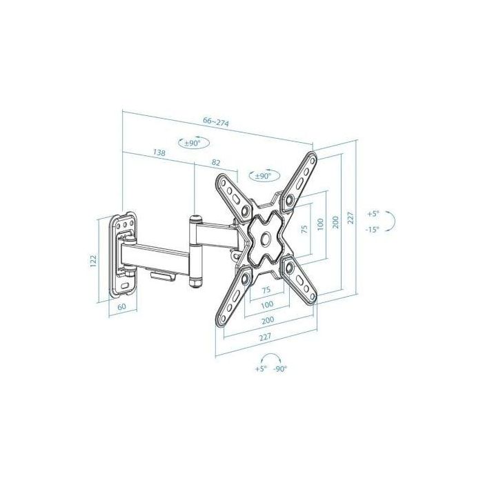 Soporte de Pared Extensible/ Giratorio/ Inclinable TooQ LP1344TN-B para TV de 13-43"/ hasta 20kg 4 Soporte de Pared Extensible/ Giratorio/ Inclinable TooQ LP1344TN-B para TV de 13-43"/ hasta 20kg 4