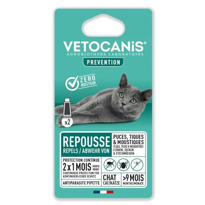 Vetocanis 2 Pipetas Antipulgas y Anti-garrapatas para Gato - Protección Mensual x2 Vetocanis 2 Pipetas Antipulgas y Anti-garrapatas para Gato - Protección Mensual x2
