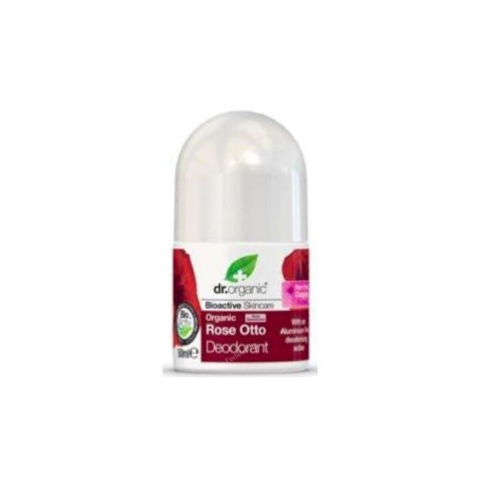 DR. ORGANIC Desodorante roll-on Rosa de Damasco Bio 50ml, acción desodorizante duradera y suavidad todo el día