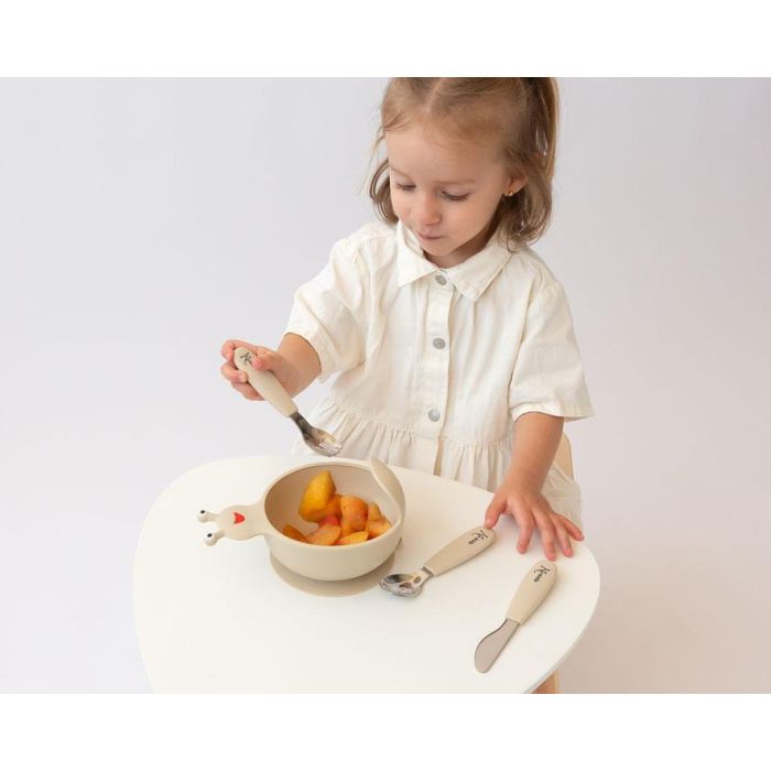 KioKids Set de Cubiertos Infantiles de Acero Inoxidable y Silicona, Color Beige. Antideslizantes, +6 Meses, Aptos Lavavajillas 1 KioKids Set de Cubiertos Infantiles de Acero Inoxidable y Silicona, Color Beige. Antideslizantes, +6 Meses, Aptos Lavavajillas 1