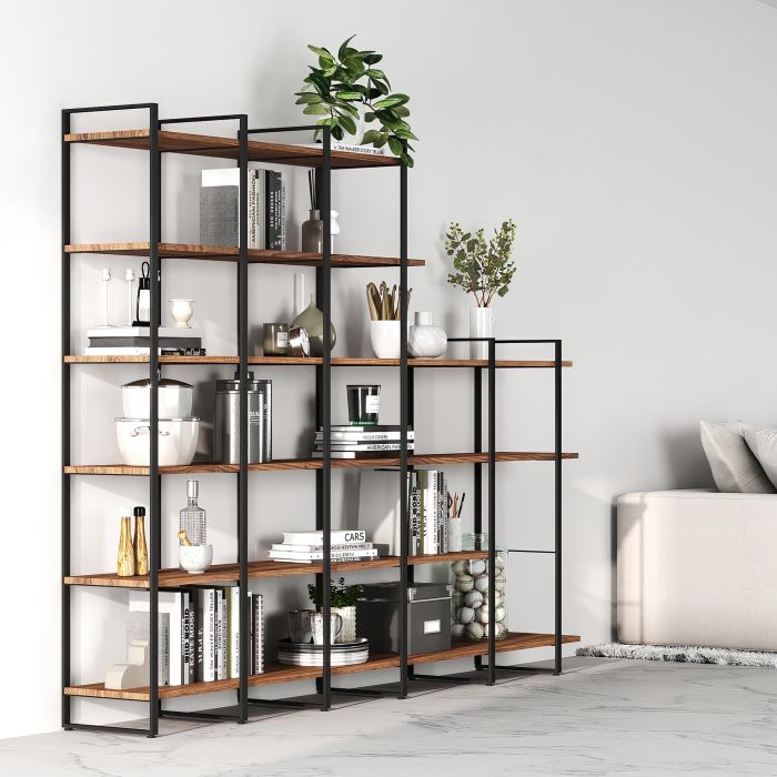 Emuca Juego de estructuras para estantería Lader, altura 1150mm, Acero, Pintado negro 4