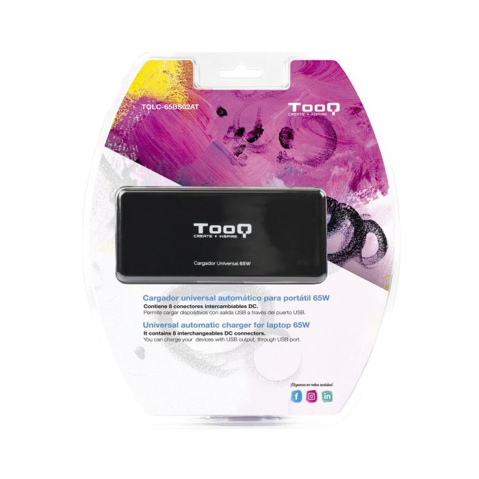 Cargador de Portátil TooQ TQLC-65BS02AT/ 65W/ Automático/ 8 Conectores/ Voltaje 18.5-20V/ 1 USB 5 Cargador de Portátil TooQ TQLC-65BS02AT/ 65W/ Automático/ 8 Conectores/ Voltaje 18.5-20V/ 1 USB 5