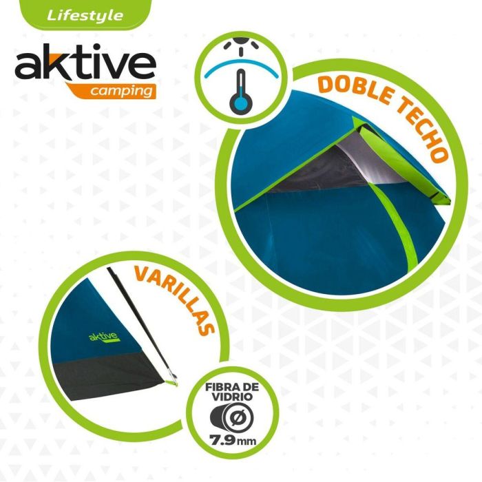 Tienda de Campaña Aktive 4 personas 240 x 130 x 210 cm (2 Unidades) 2 Tienda de Campaña Aktive 4 personas 240 x 130 x 210 cm (2 Unidades) 2