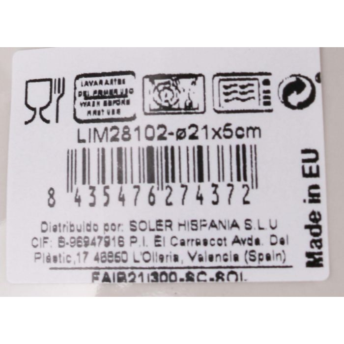 La Mediterranea Plato Hondo "Limoi" Iberica Brillo Ø21 cm (12 Unidades)