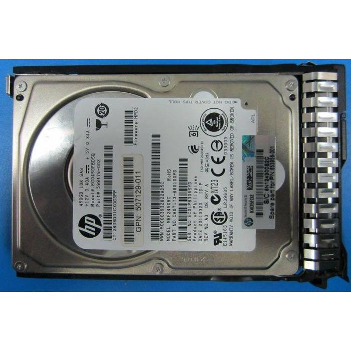 Hewlett Packard Enterprise 450GB hot-plug dual-port SAS hard drive - 10,000 RPM, 6Gb/sec transfer rate, 2.5-inch small form factor (SFF), Enterprise, SmartDrive Carrier (SC) - Not for use in MSA products Hewlett Packard Enterprise 450GB hot-plug dual-port SAS hard drive - 10,000 RPM, 6Gb/sec transfer rate, 2.5-inch small form factor (SFF), Enterprise, SmartDrive Carrier (SC) - Not for use in MSA products