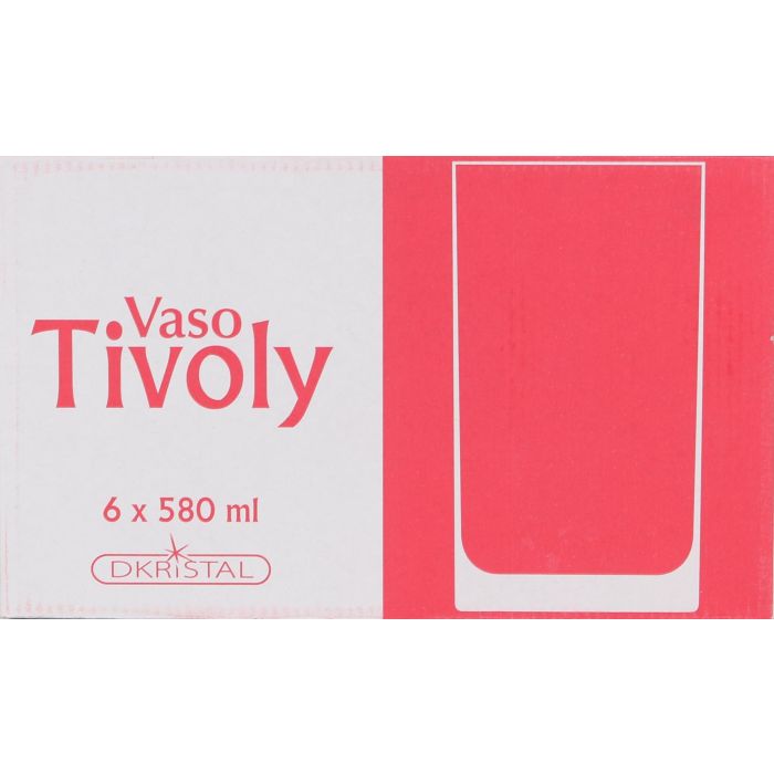 La Mediterranea Vaso Tivoly Dkristal, 580 ml, Vidrio, 8 cm de Ancho x 14.5 cm de Alto (6 Unidades) La Mediterranea Vaso Tivoly Dkristal, 580 ml, Vidrio, 8 cm de Ancho x 14.5 cm de Alto (6 Unidades)