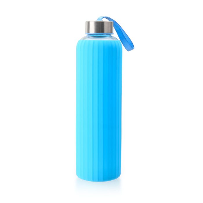 Botella de Agua Bewinner Vidrio Silicona 600 ml (24 Unidades) 2 Botella de Agua Bewinner Vidrio Silicona 600 ml (24 Unidades) 2
