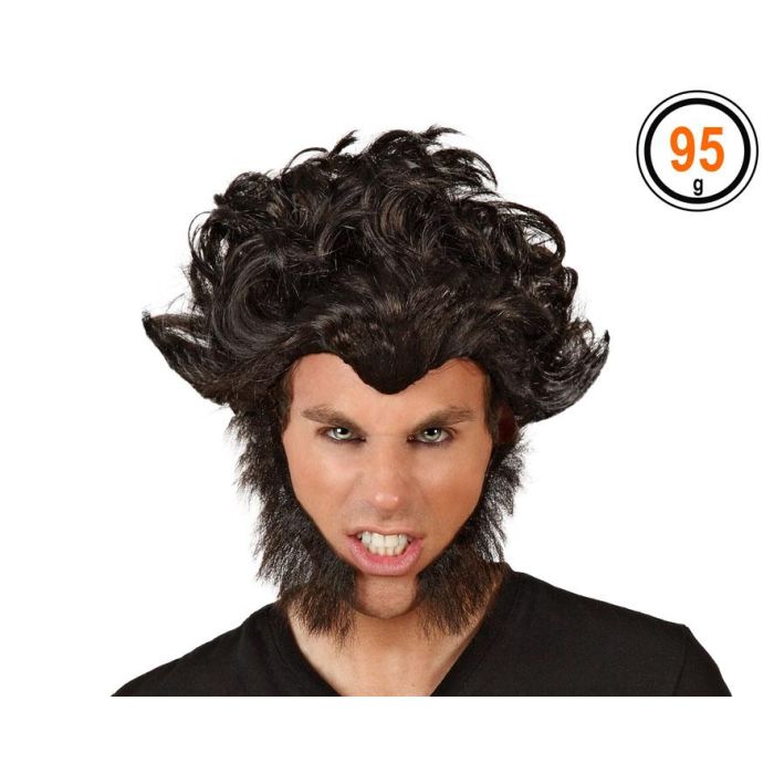 Peluca Halloween Hombre Lobo Morena Patillas