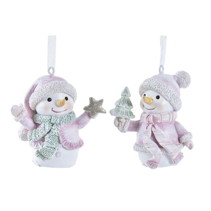 DKD Home Decor Decoración Colgante Navidad Fantasía Muñeco de Nieve Resina Blanco Rosa Verde 3.5x6x5.5cm (Set 12 Unidades) 2 DKD Home Decor Decoración Colgante Navidad Fantasía Muñeco de Nieve Resina Blanco Rosa Verde 3.5x6x5.5cm (Set 12 Unidades) 2
