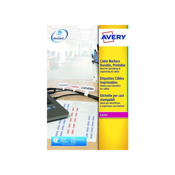 Etiquetas Adh.Impr.Avery A4 Identificacion De Cables Laser Caja 20H 110X49 Mm 200 Uds.(L7951) (Set de 5)