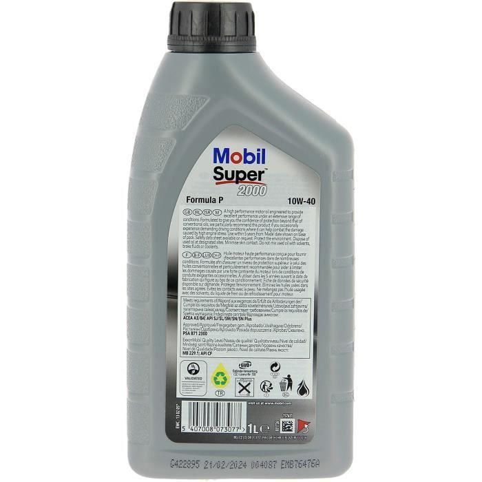 Bidón de aceite de motor - MOBIL - S2000 10W40 Formula-P - 1 L - 4 estaciones 2