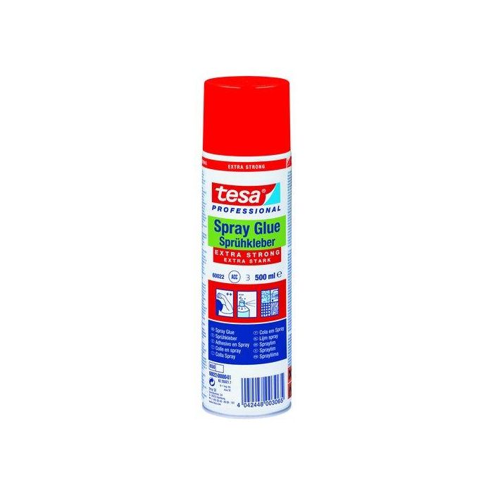 Tesa Pegamento en Spray Extra Fuerte 550 mL para Tela, Madera, Metal y Plástico