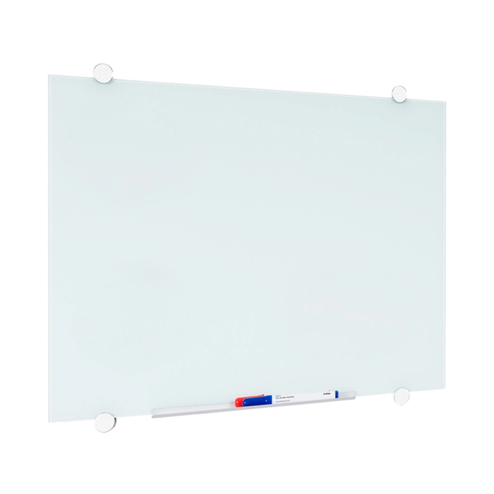 Q-connect Pizarra Blanca Magnética de Cristal Templado 90x60 cm con Marco de Aluminio 2