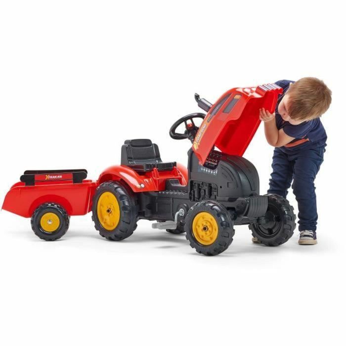 FALK - 2046AB - Tractor tractor a pedal Red X con capota abatible y remolque incluido 3