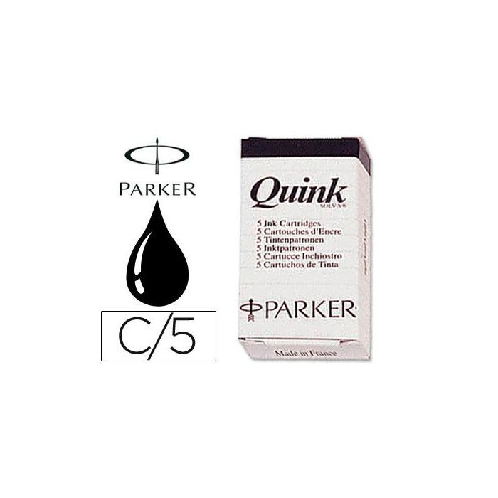 Parker Recambio Cartucho De Tinta Largo Quink Mini Negro -5U-