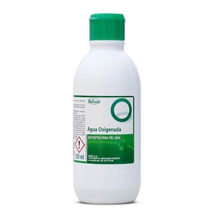 Kelsia Agua Oxigenada 10 Volúmenes (Peróxido Hidrógeno 3%) 250 ml - Limpieza Piel Sana, Desinfectante Antiséptico