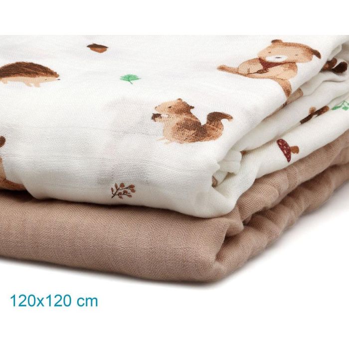 Muselina 120x120 cms Bambú Tierra 2 Piezas 4 Muselina 120x120 cms Bambú Tierra 2 Piezas 4