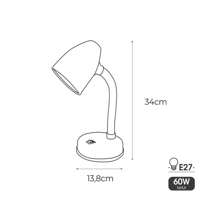 Flexo de sobremesa modelo amsterdam e27 60w color blanco edm 1