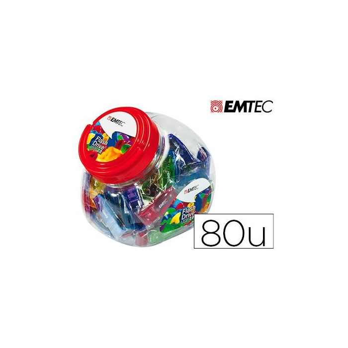 Memoria Usb Emtec Flash 32 grb 2.0 Bombonera 80 Unidades Colores Surtidos