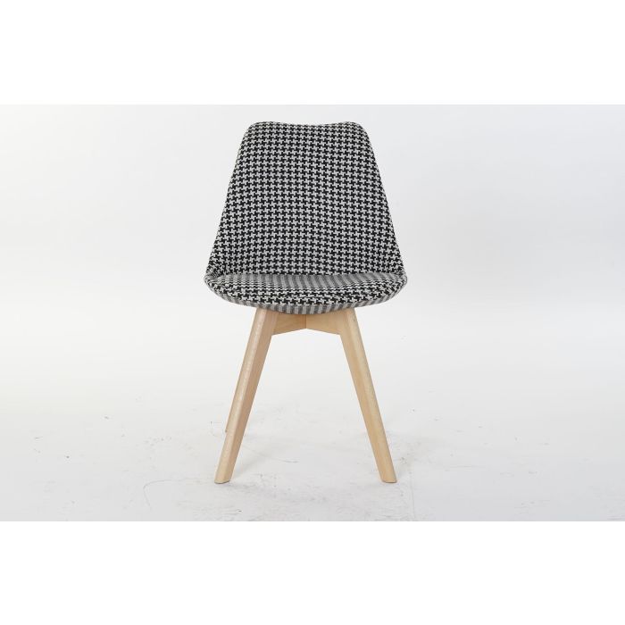 DKD Home Decor Silla Scandi Blanco Negro 50 x 80 x 47 cm (4 Unidades) Poliester Madera 4