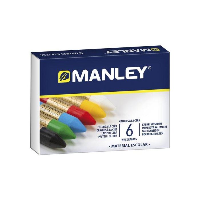 Manley Lápices de cera 6 colores surtidos - Suaves, resistentes a la luz, para todo tipo de superficies porosas