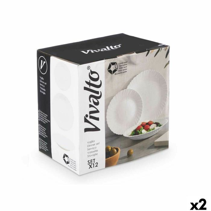 Set de Vajilla Vivalto F-LXP95-75-F-LSP85 Blanco Vidrio opalino (2 Unidades)