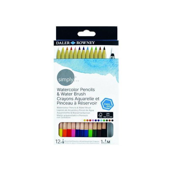 Lapices Acuarelables Daler Rowney Simply Estuche De 12 (Incluye Pincel Rellenable)