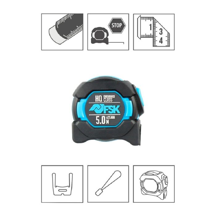 Flexómetro Ferrestock HQ 5 m x 25 mm Nylon 5 Flexómetro Ferrestock HQ 5 m x 25 mm Nylon 5