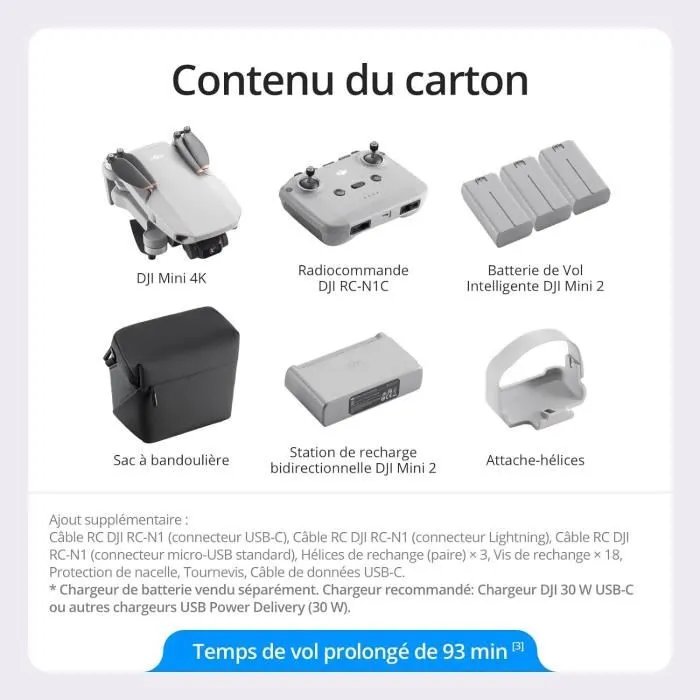 DJI Mini 4K Drone Plegable Fly More Combo Blanco, Duración de Batería 31 min, Alcance +1000 m DJI Mini 4K Drone Plegable Fly More Combo Blanco, Duración de Batería 31 min, Alcance +1000 m