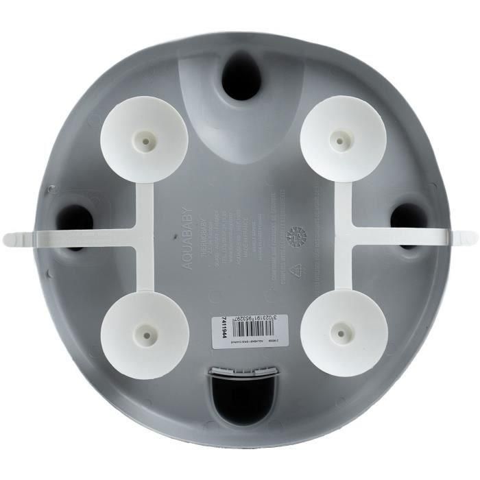 Thermobaby Anillo de Baño Aquababy para Bebés con Respaldo, Apoyabrazos, 3 Juguetes Educativos, Ventosas y Superficie Antideslizante Gris Charme 1