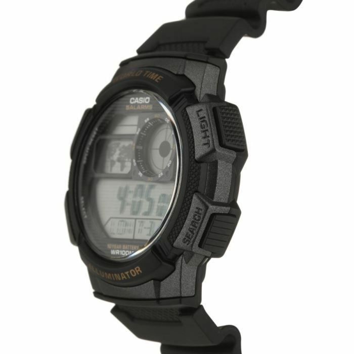 Casio AE1000W1AVEF Reloj de Cuarzo para Hombre con Brazalete de Resina Negro y Dial Digital Gris. Sumergible 10 ATM, con Alarma y Zonas Horarias 4 Casio AE1000W1AVEF Reloj de Cuarzo para Hombre con Brazalete de Resina Negro y Dial Digital Gris. Sumergible 10 ATM, con Alarma y Zonas Horarias 4