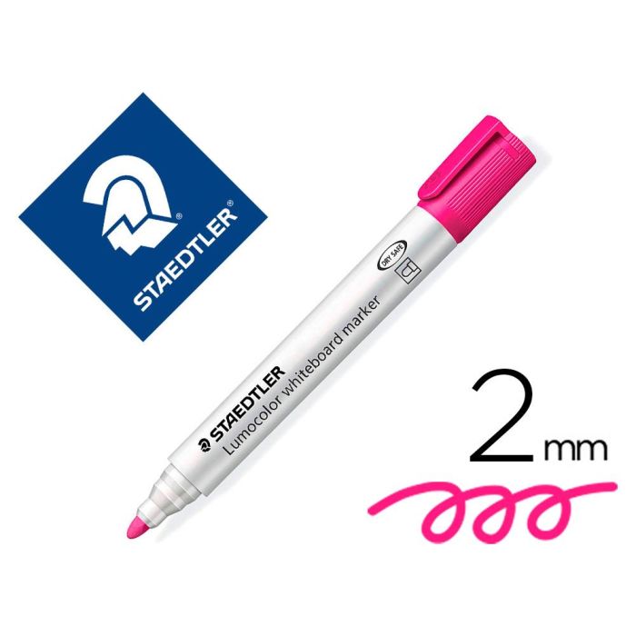 Rotulador Staedtler Lumocolor 351 Para Pizarra Blanca Punta Redonda 2 mm Recargable Color Rosa 10 unidades