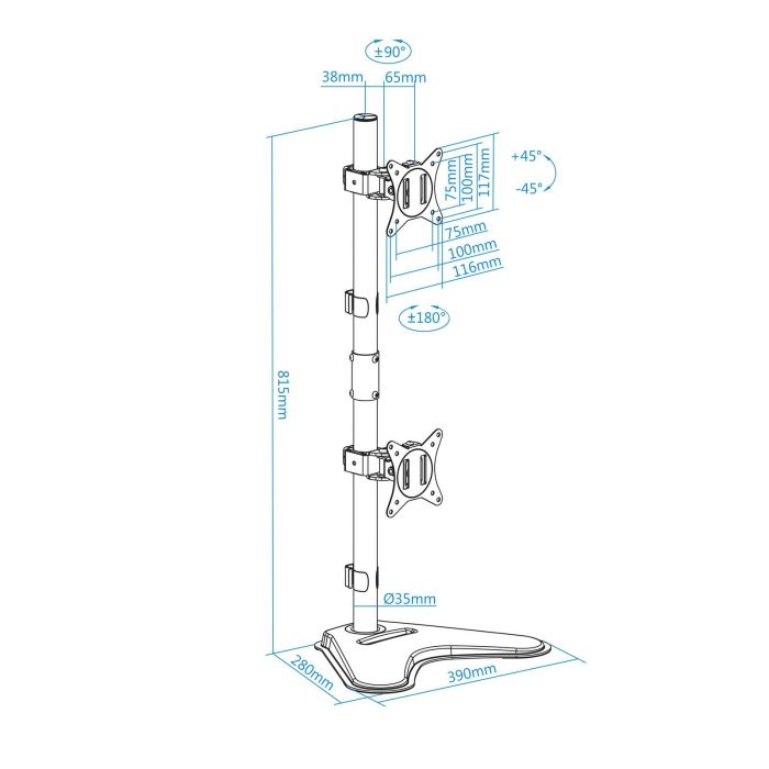 TooQ DB1703TNV-B Soporte de Sobremesa para 2 Monitores 17-32" Giratorio Inclinable VESA 75/100, 9kg/brazo, Negro con Soporte Teléfono 2 TooQ DB1703TNV-B Soporte de Sobremesa para 2 Monitores 17-32" Giratorio Inclinable VESA 75/100, 9kg/brazo, Negro con Soporte Teléfono 2