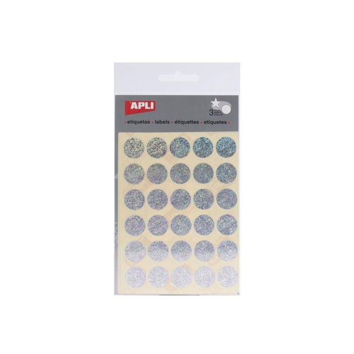 Gomets Apli Metalizados Bolsa 3H Circulo Ø 20 Mm Holografico 90 Uds. (11810) 10 unidades