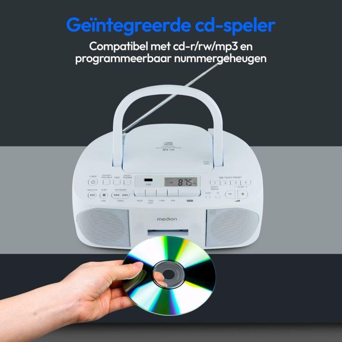 Medion AAAPE16805 Radio CD K7 FM con 2x3W RMS - Reproductor de Música Compacto y Portátil, Azul 4
