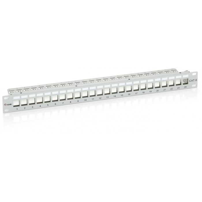 EQUIP Patchpanel 24x Cat6 FTP 19" 1U para Montaje Keystone, Color Gris