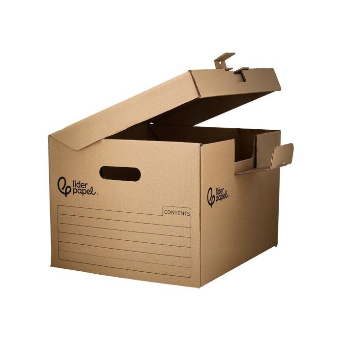 Cajon Contenedor Liderpapel Carton Manual Para 3 Cajas Archivo Def. Folio - 3 Archivadores A-Z 387x333x260 mm 6