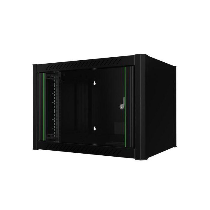 Lanview 19" Rack Cabinet 6U 60 x 45 Fondo 38 cm con Puerta de Cristal Templado para Montaje en Pared