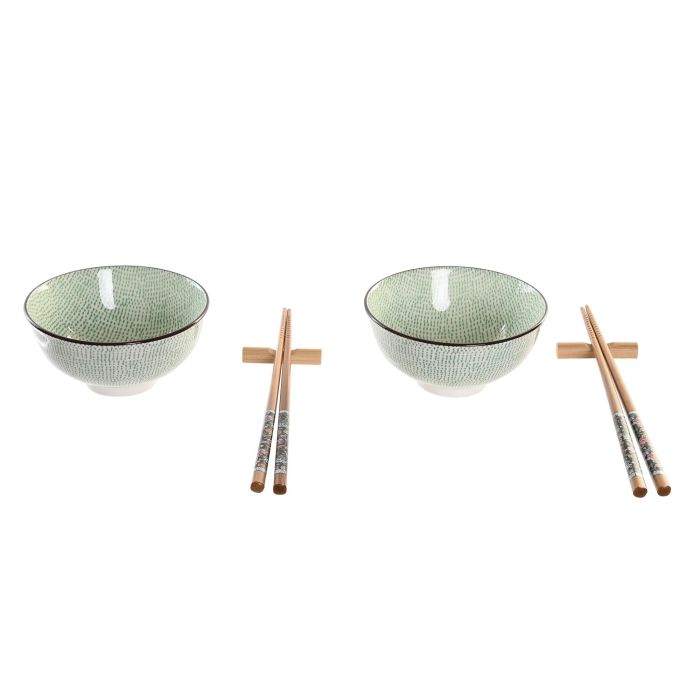 DKD Home Decor Set de Vajilla Sushi Oriental 6 Piezas Verde de Bambú y Gres, Apto Microondas y Lavavajillas, 21x7x30 cm 1 DKD Home Decor Set de Vajilla Sushi Oriental 6 Piezas Verde de Bambú y Gres, Apto Microondas y Lavavajillas, 21x7x30 cm 1