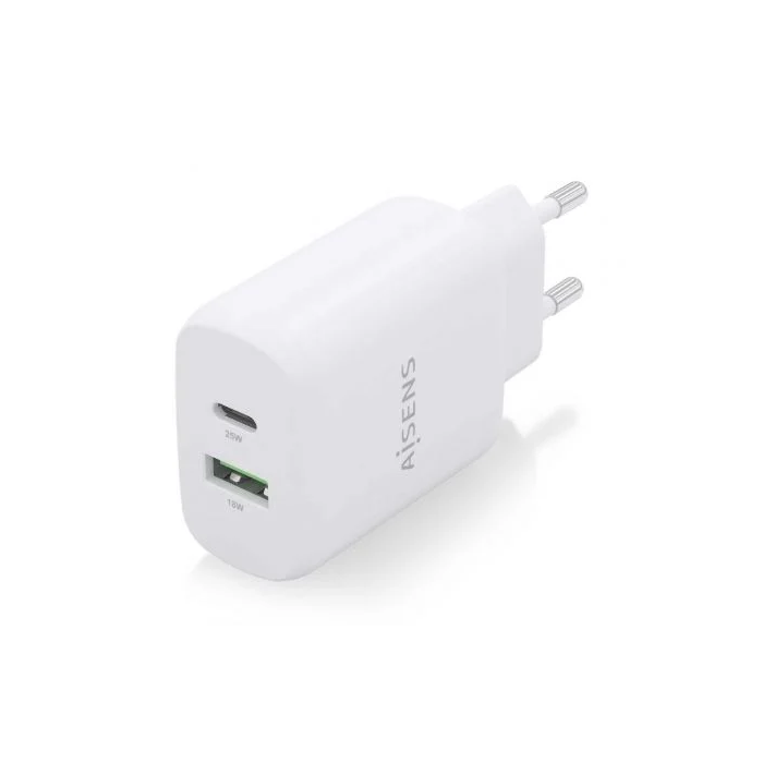 AISENS Cargador USB Pared A110-0758 25W 2 Puertos USB-C y USB-A QC3.0 Blanco para Móviles, Tablets y Portátiles 1 AISENS Cargador USB Pared A110-0758 25W 2 Puertos USB-C y USB-A QC3.0 Blanco para Móviles, Tablets y Portátiles 1