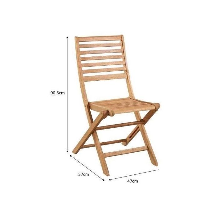 Juego de 2 sillas de jardín plegables Acacia FSC - 47 x 57,5 x H.89,5 cm 1